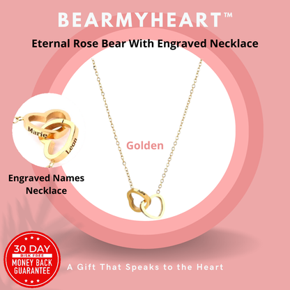 BearMyHeart™ Eternal Rose Bear With Engraved Necklace